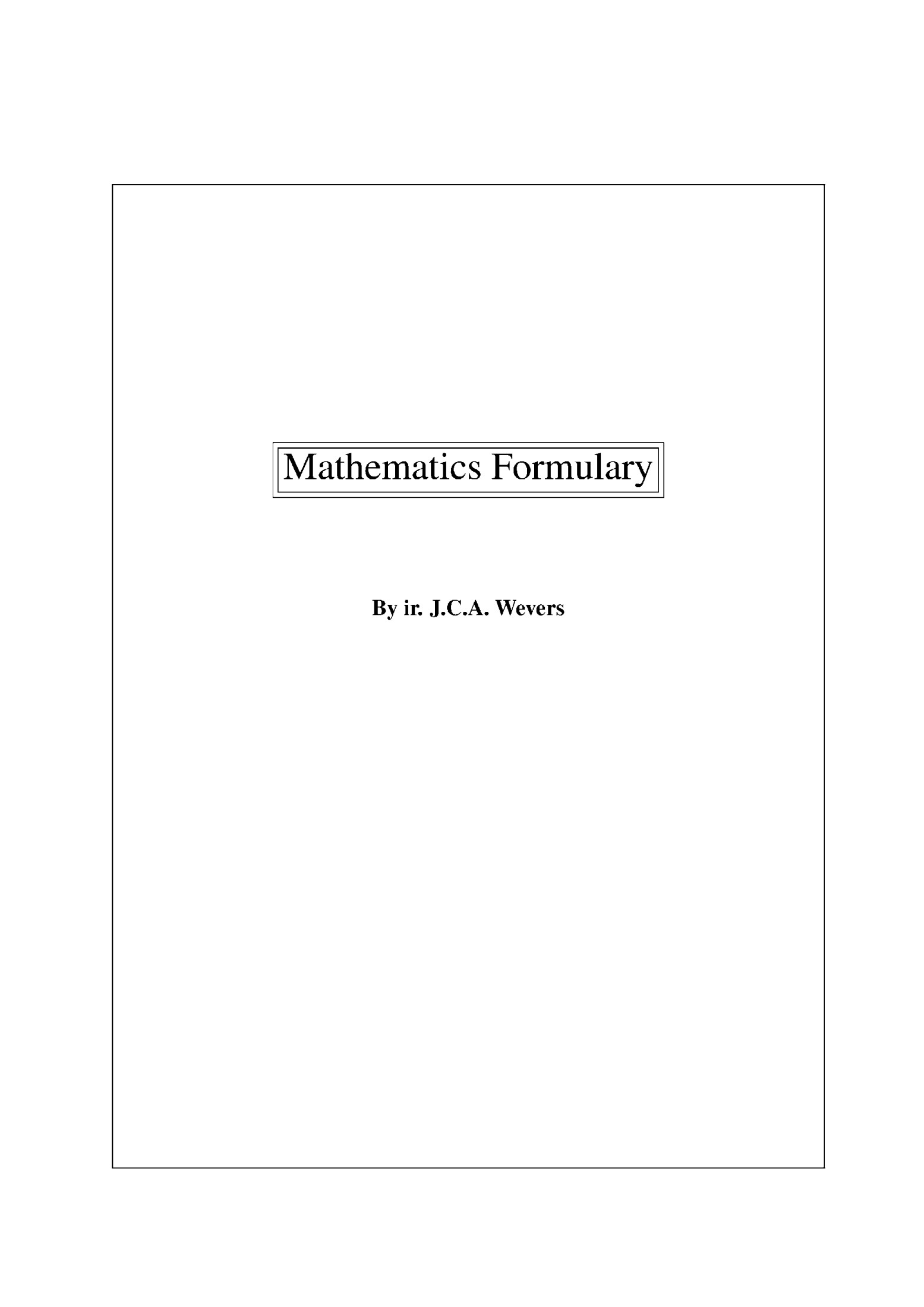 Mathematics Formulary