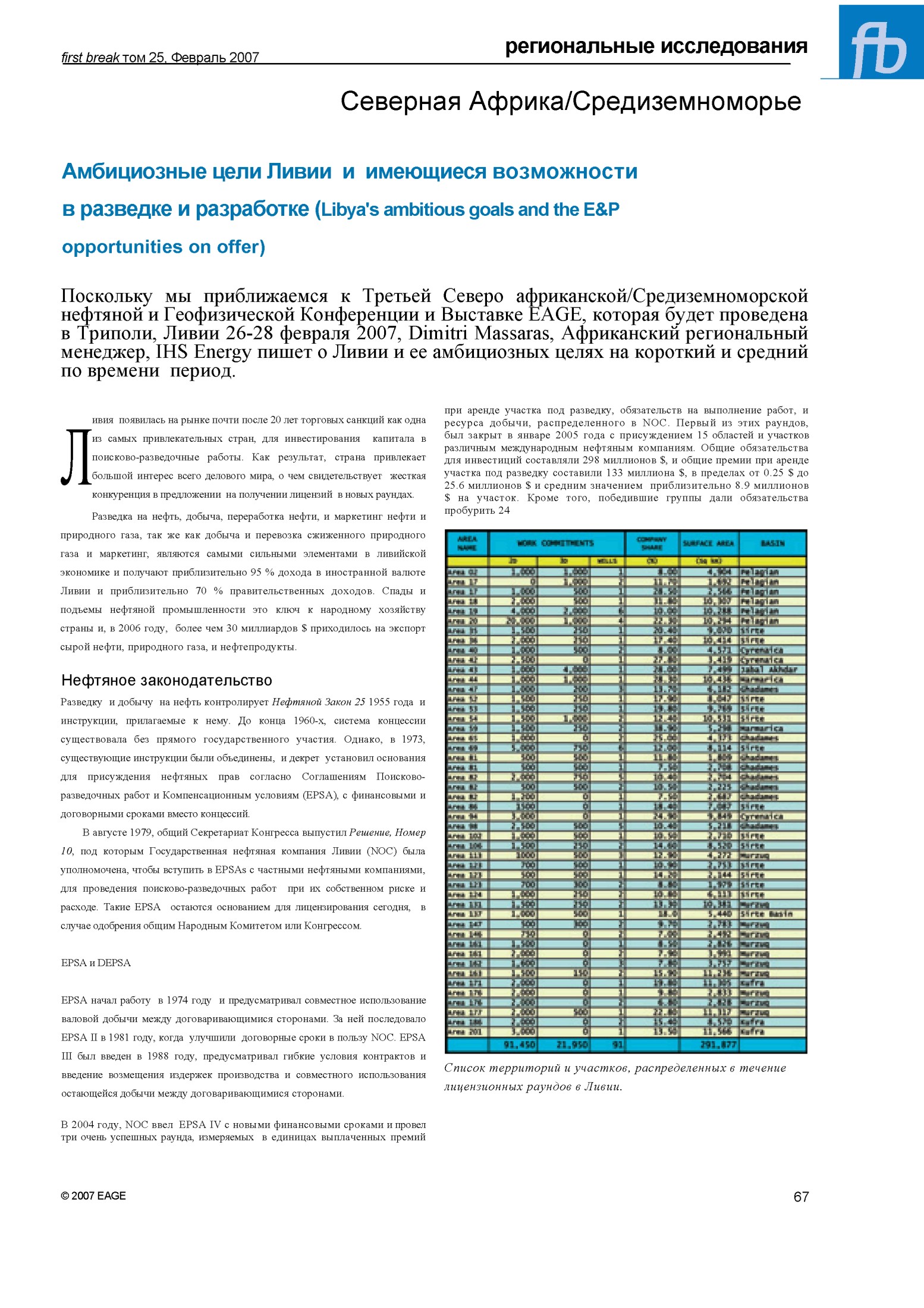 First Break Tom 25 Февраль 2007