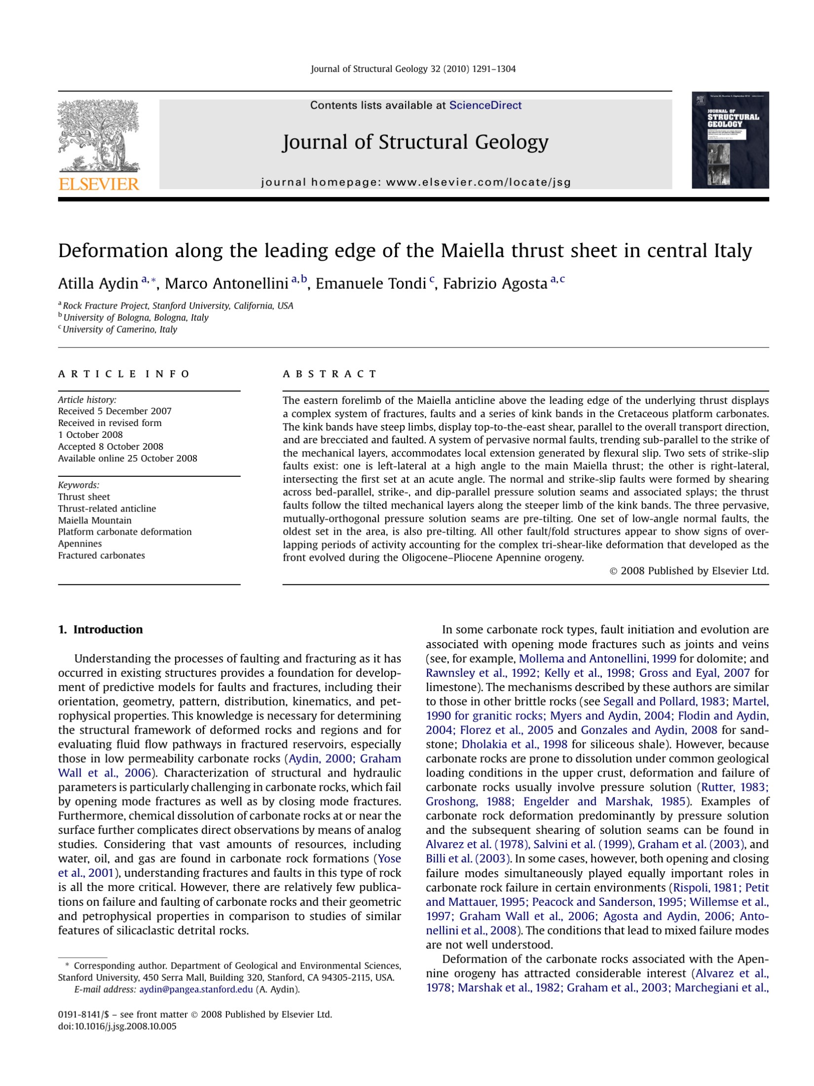 Deformation along the leading edge of the Maiella thrust sheet in central Italy