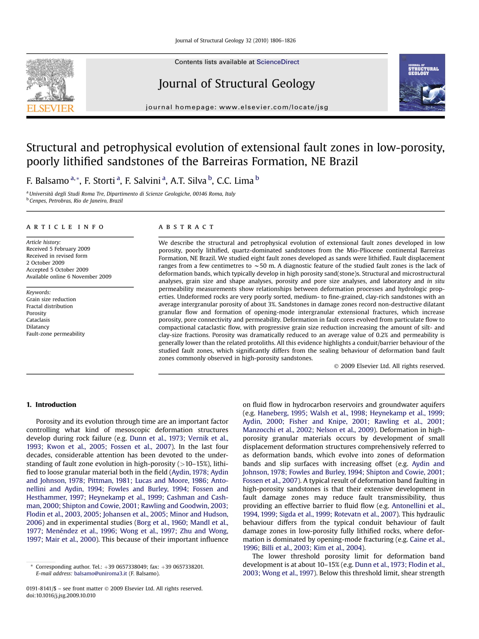 Structural and petrophysical evolution of extensional fault zones in low-porosity, poorly lithi?ed sandstones of the Barreiras Formation, NE Brazil