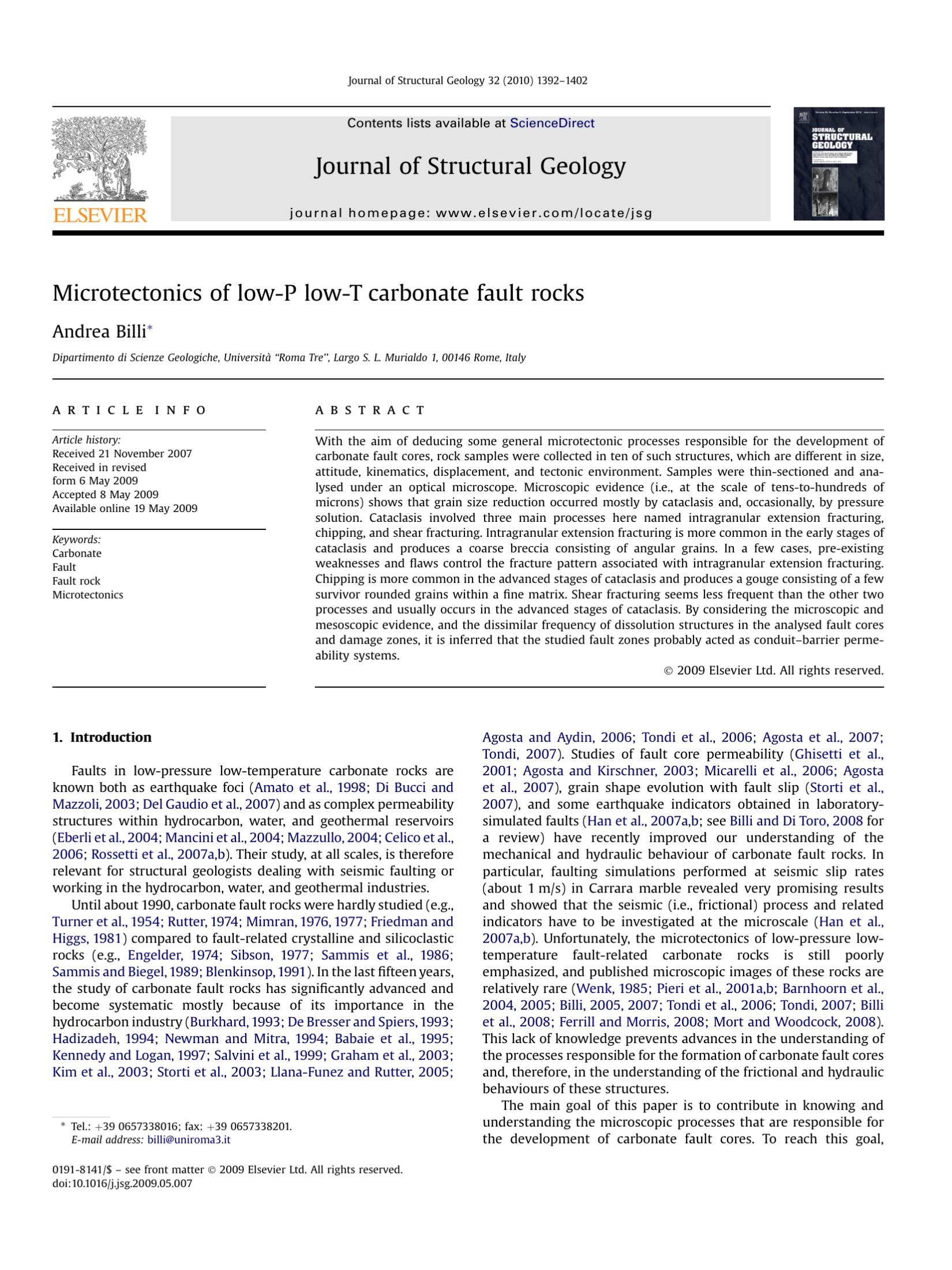 Microtectonics of low-P low-T carbonate fault rocks