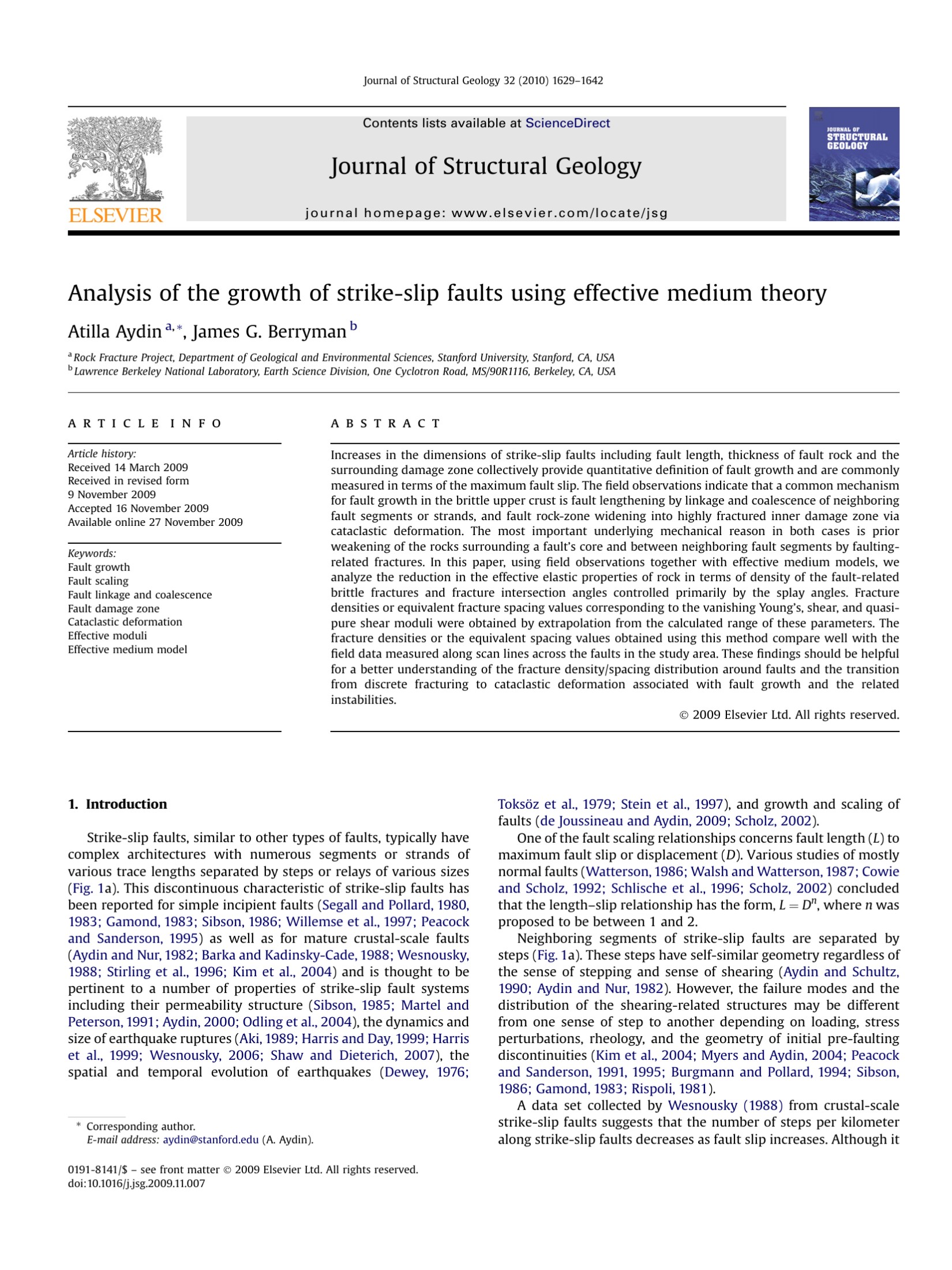 Analysis of the growth of strike-slip faults using effective medium theory