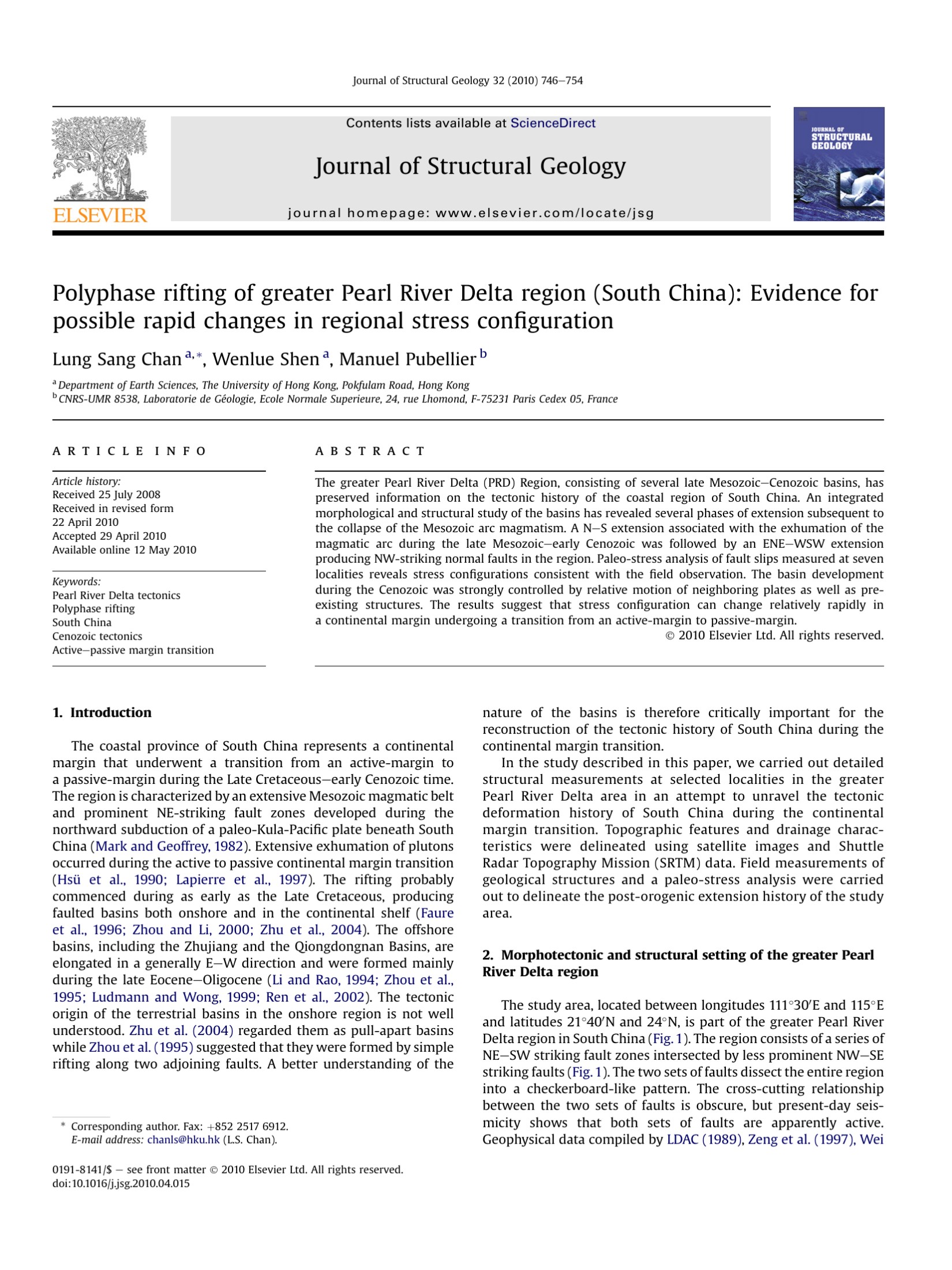 Polyphase rifting of greater Pearl River Delta region (South China): Evidence for possible rapid changes in regional stress configuration