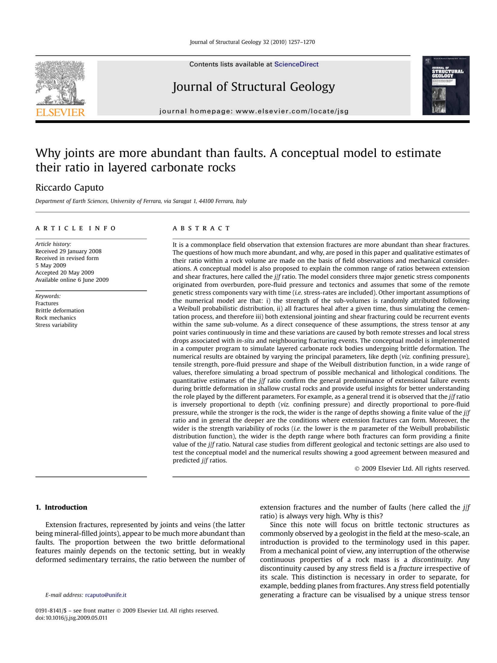 Why joints are more abundant than faults. A conceptual model to estimate their ratio in layered carbonate rocks