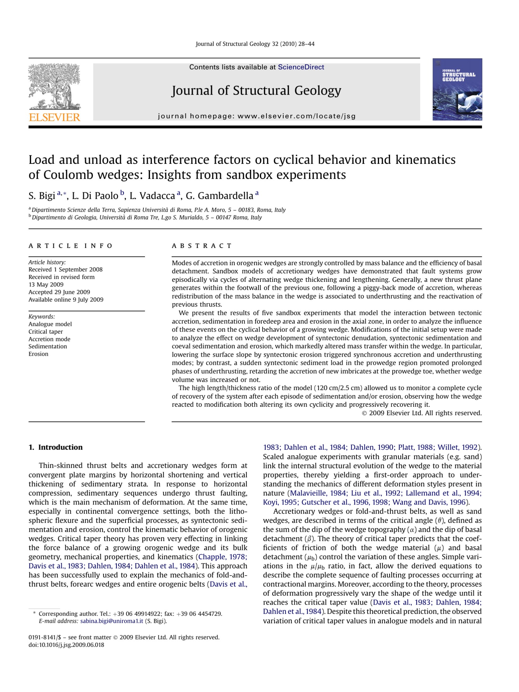 Load and unload as interference factors on cyclical behavior and kinematics of Coulomb wedges: Insights from sandbox experiments