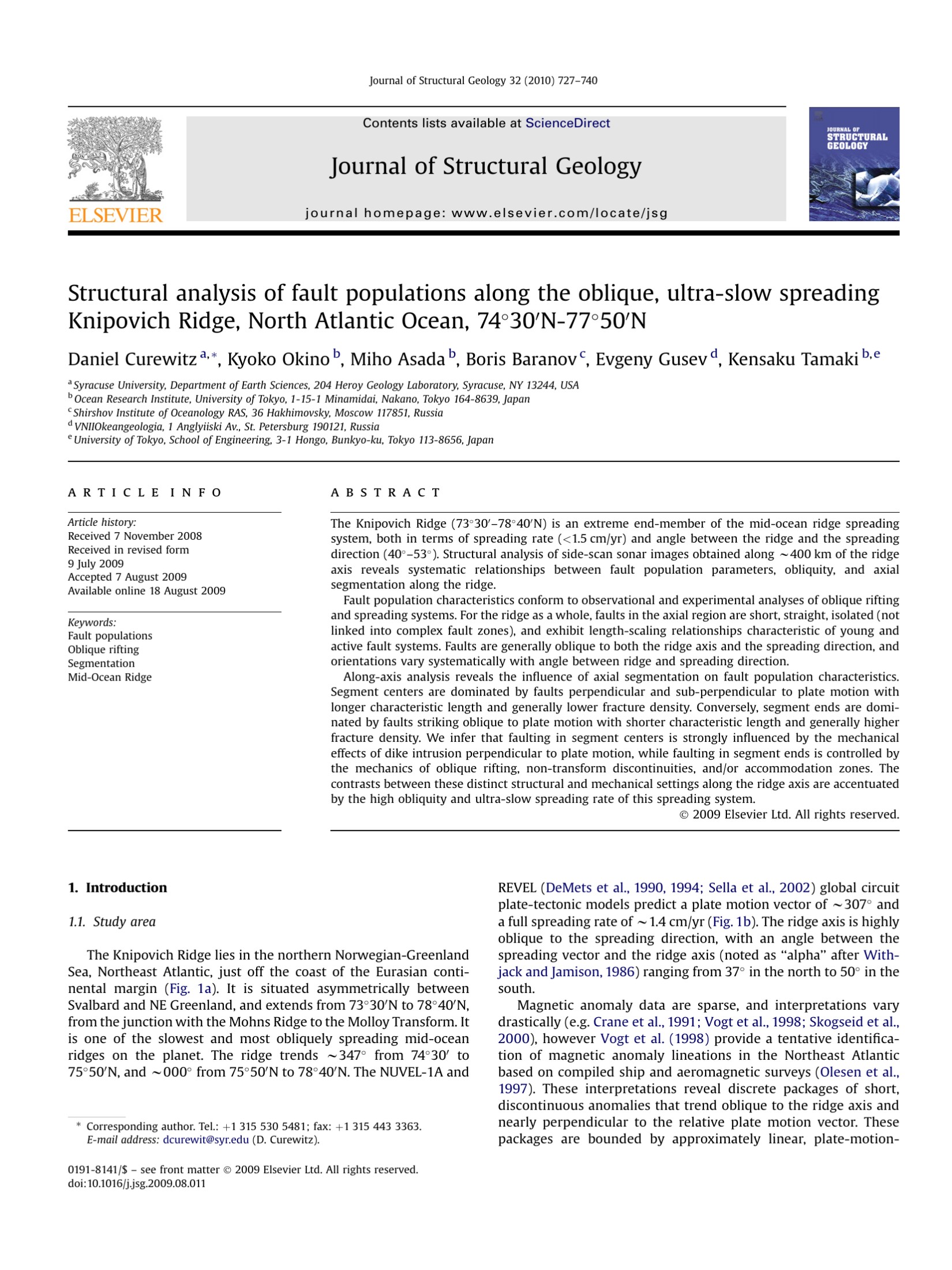 Structural analysis of fault populations along the oblique, ultra-slow spreading Knipovich Ridge, North Atlantic Ocean, 74°14'30"N-77°14'50"N