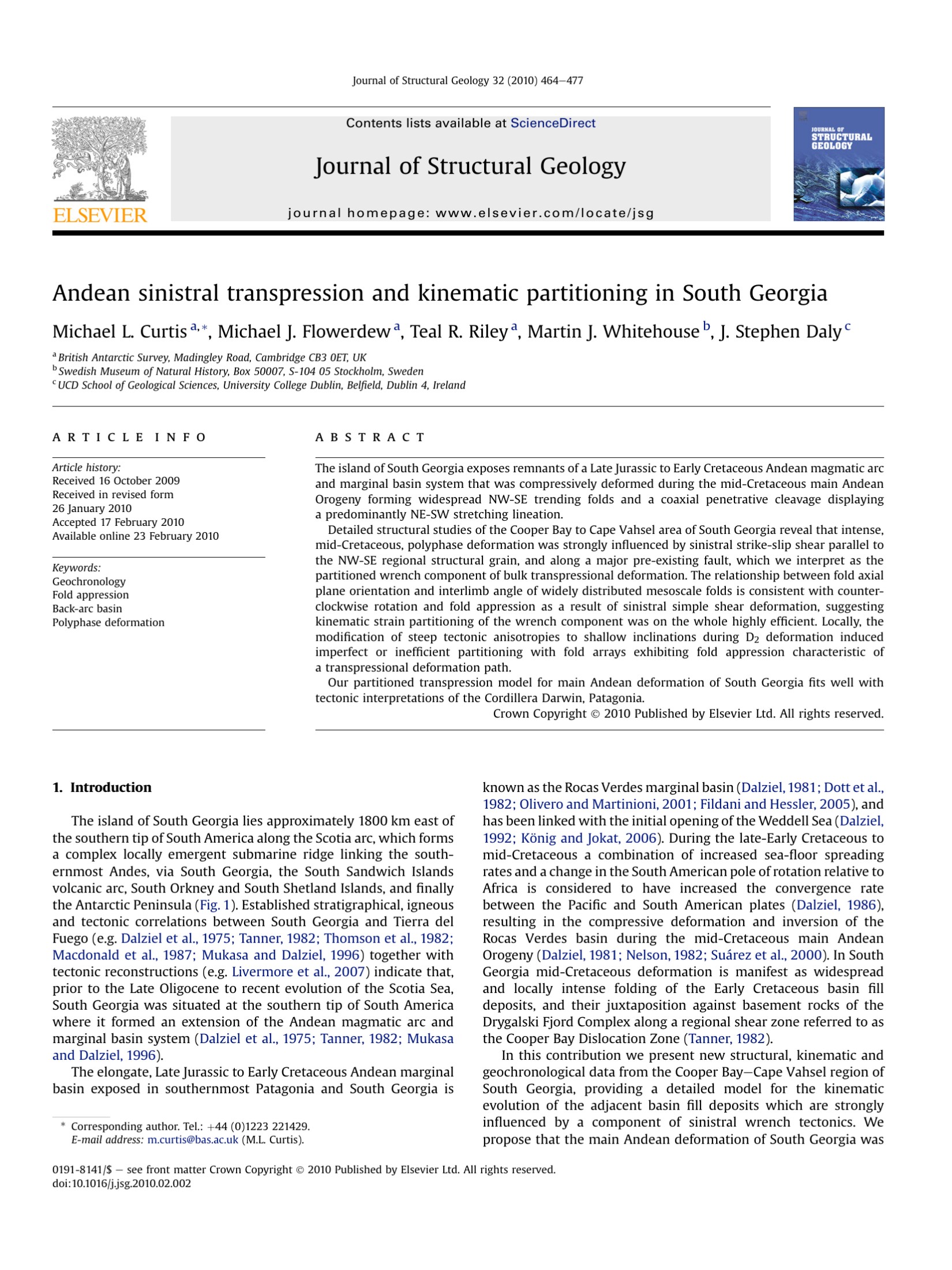 Andean sinistral transpression and kinematic partitioning in South Georgia