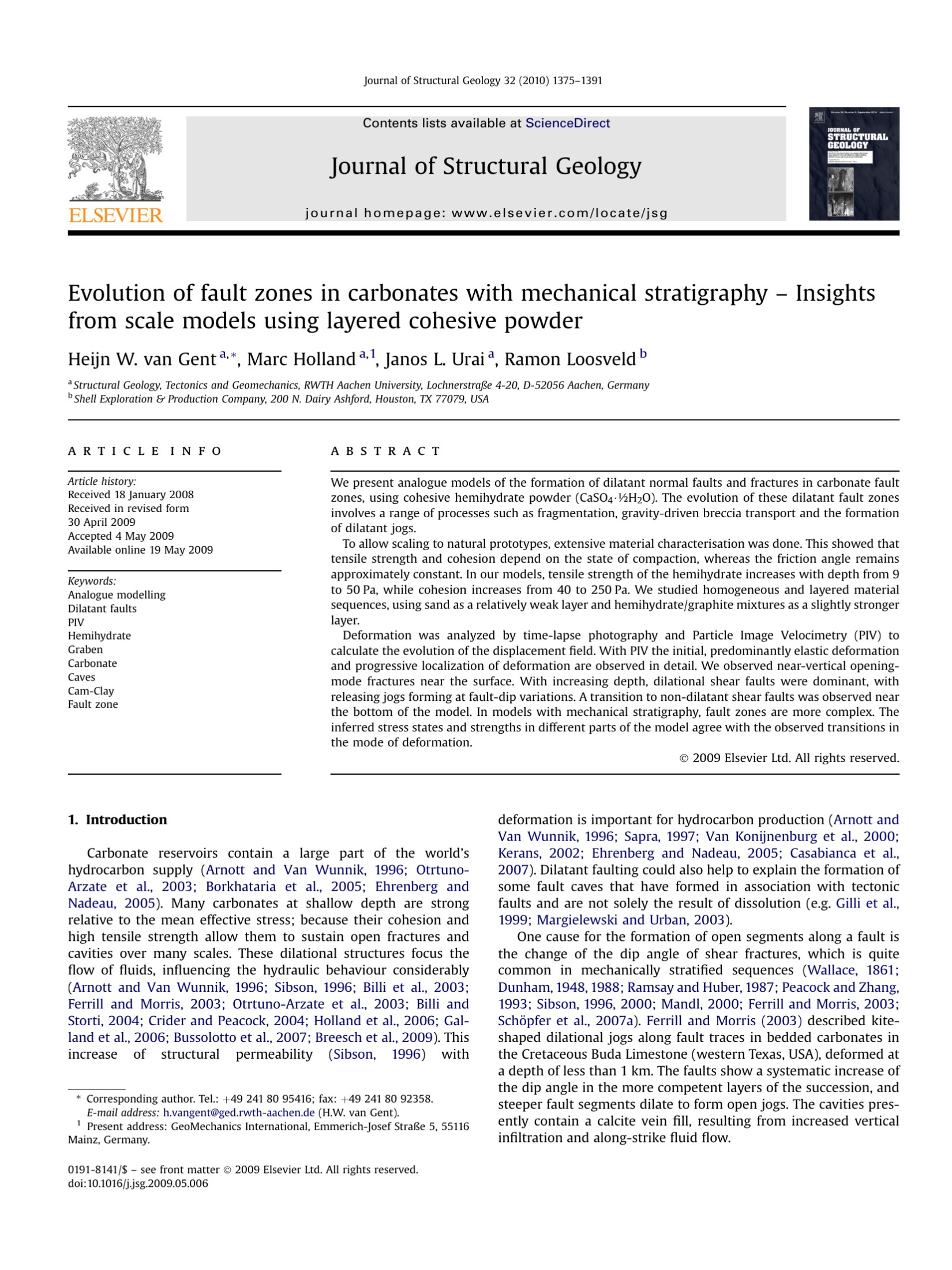 Evolution of fault zones in carbonates with mechanical stratigraphy – Insights from scale models using layered cohesive powder