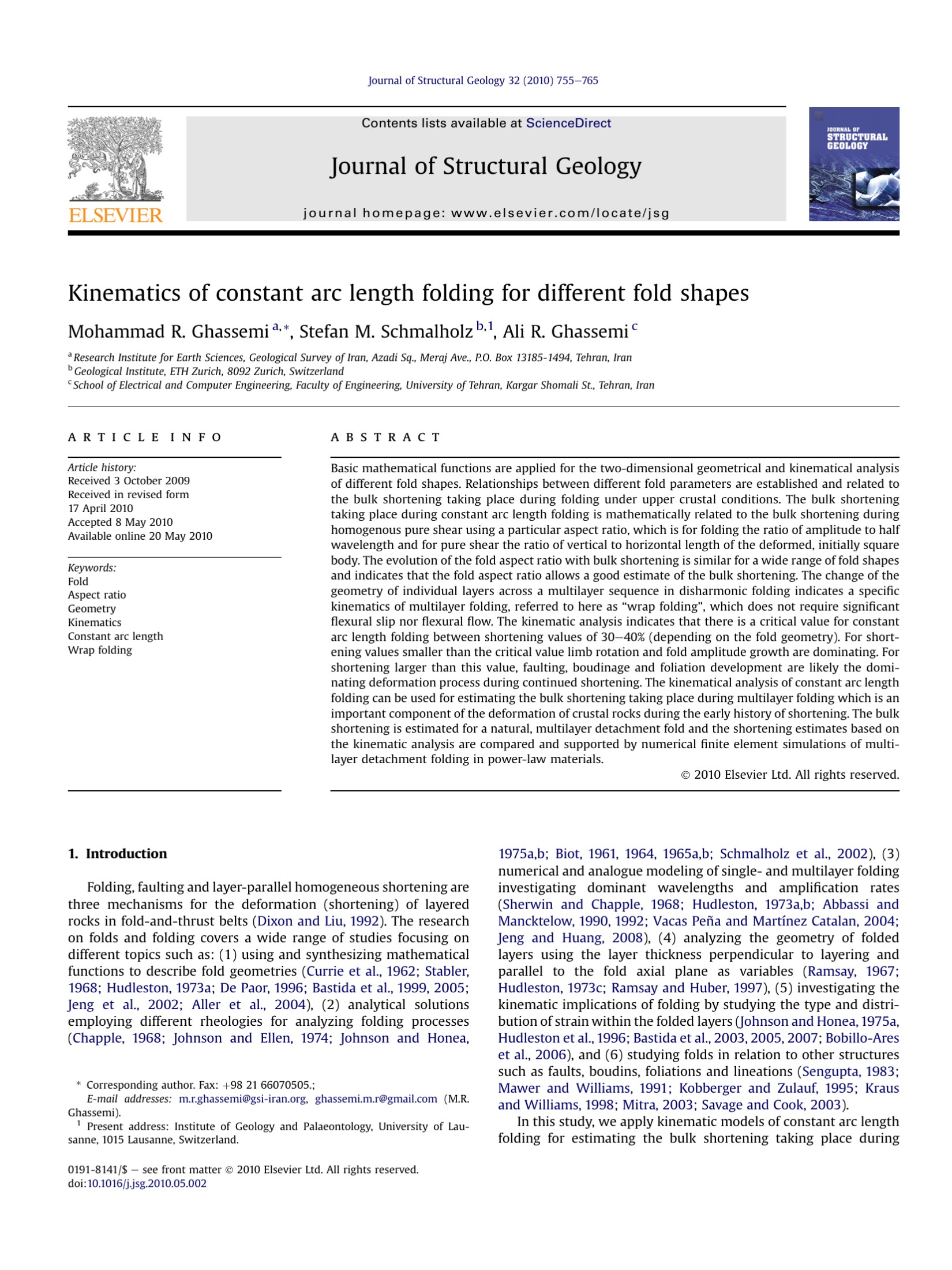 Kinematics of constant arc length folding for different fold shapes