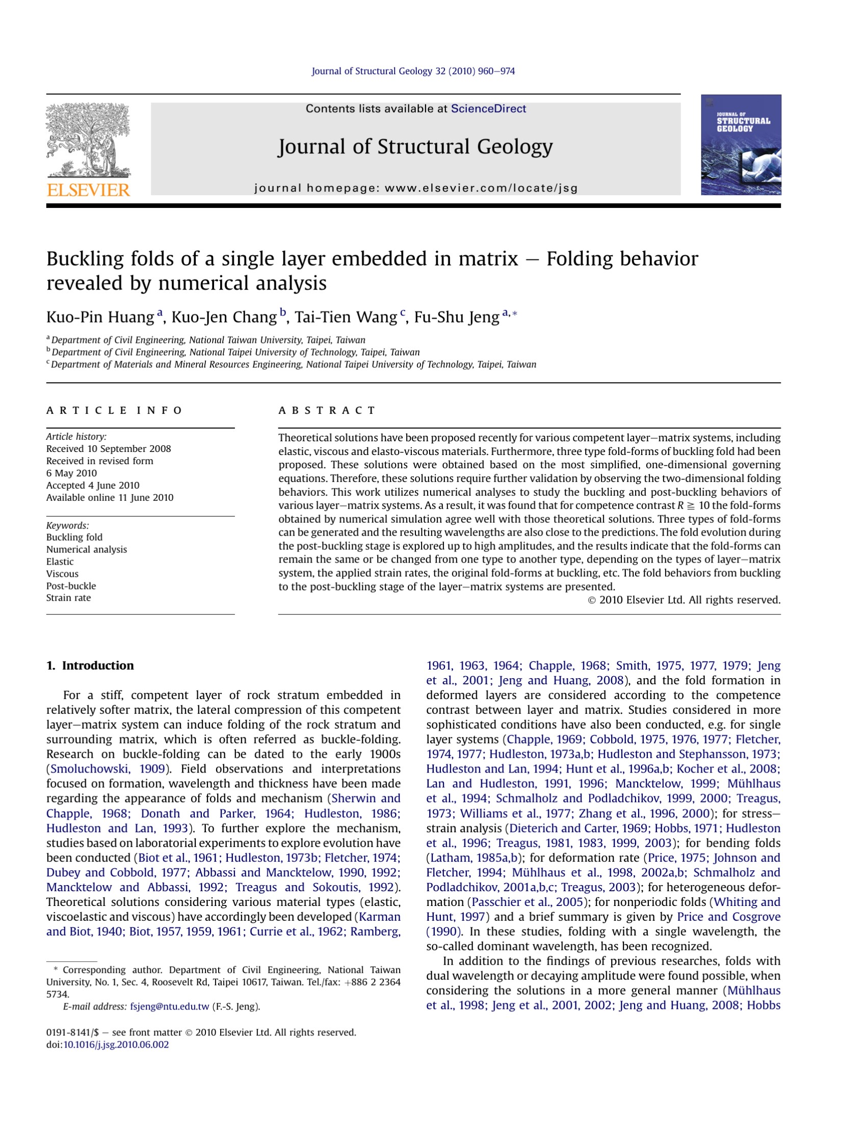 Buckling folds of a single layer embedded in matrix e Folding behavior revealed by numerical analysis