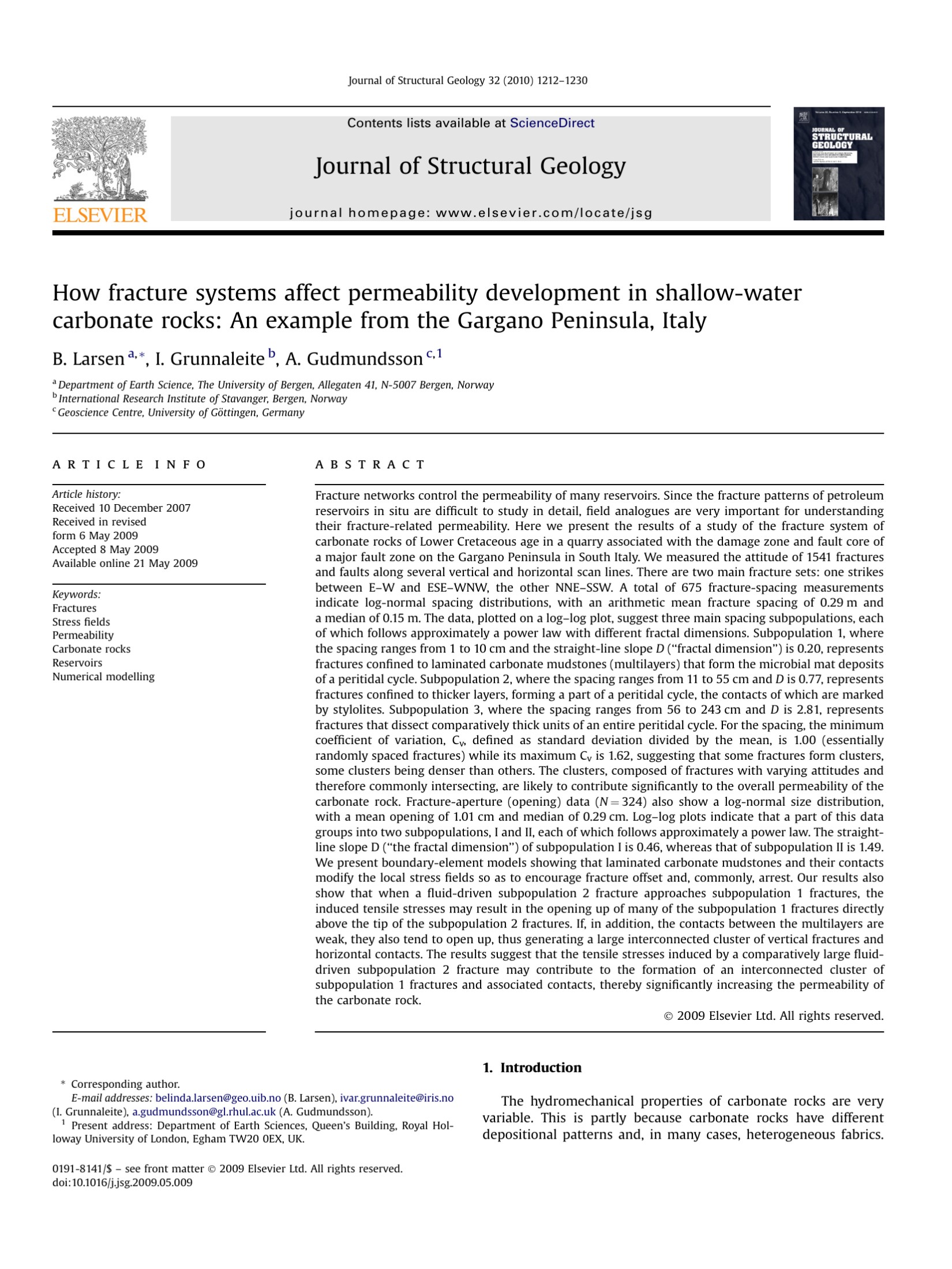How fracture systems affect permeability development in shallow-water carbonate rocks: An example from the Gargano Peninsula, Italy