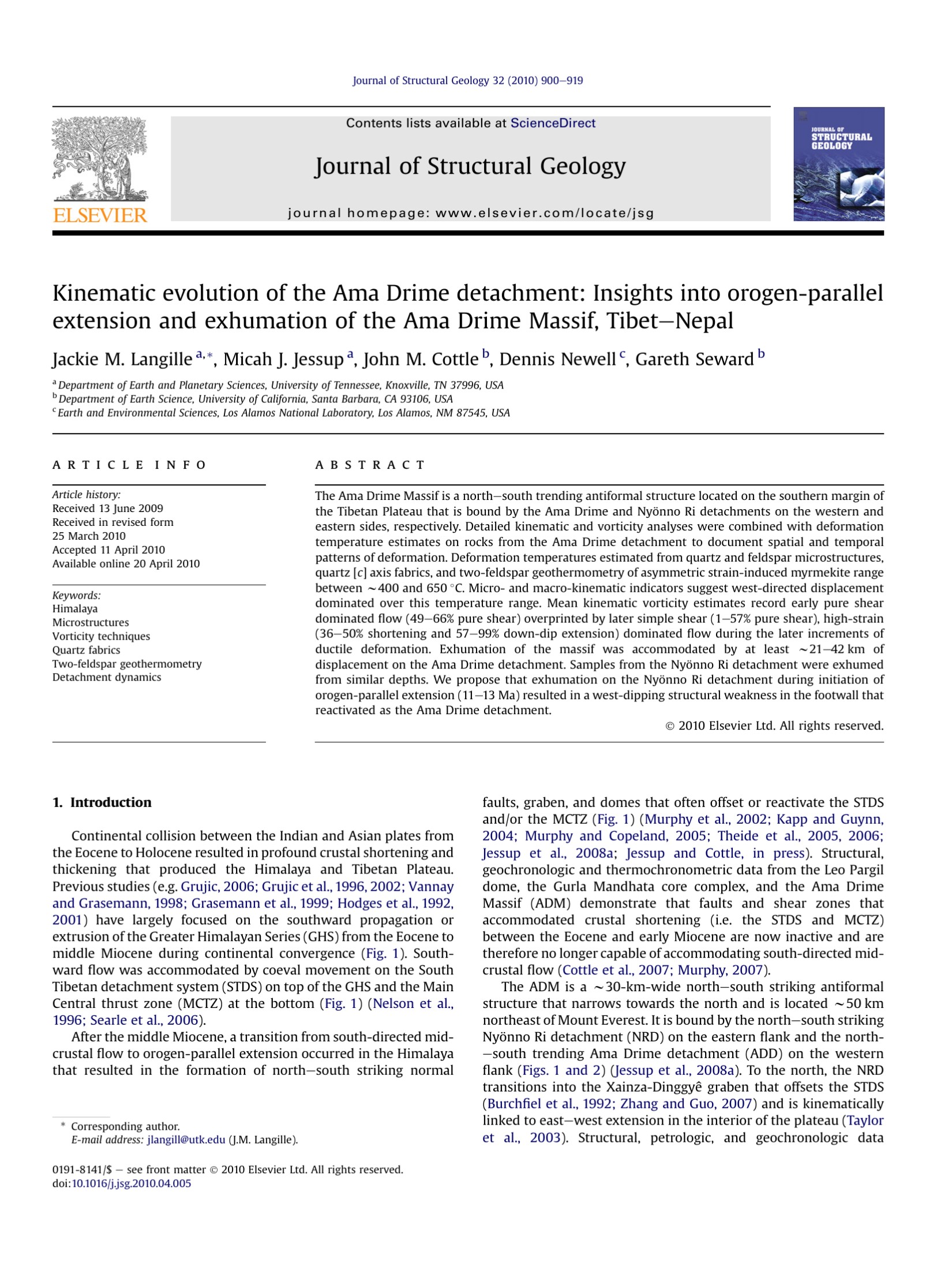 Kinematic evolution of the Ama Drime detachment: Insights into orogen-parallel extension and exhumation of the Ama Drime Massif, TibetNepal