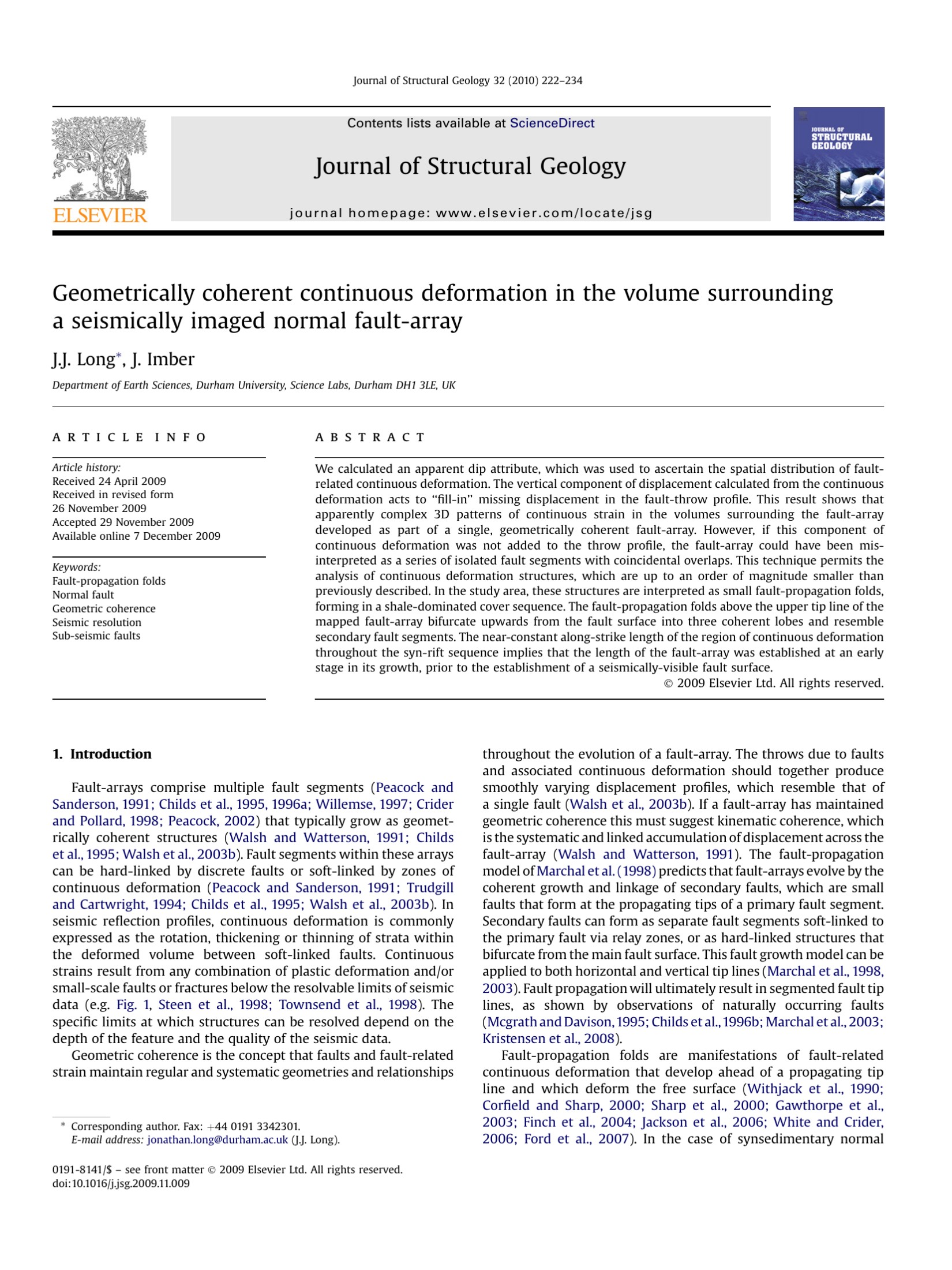 Geometrically coherent continuous deformation in the volume surrounding a seismically imaged normal fault-array
