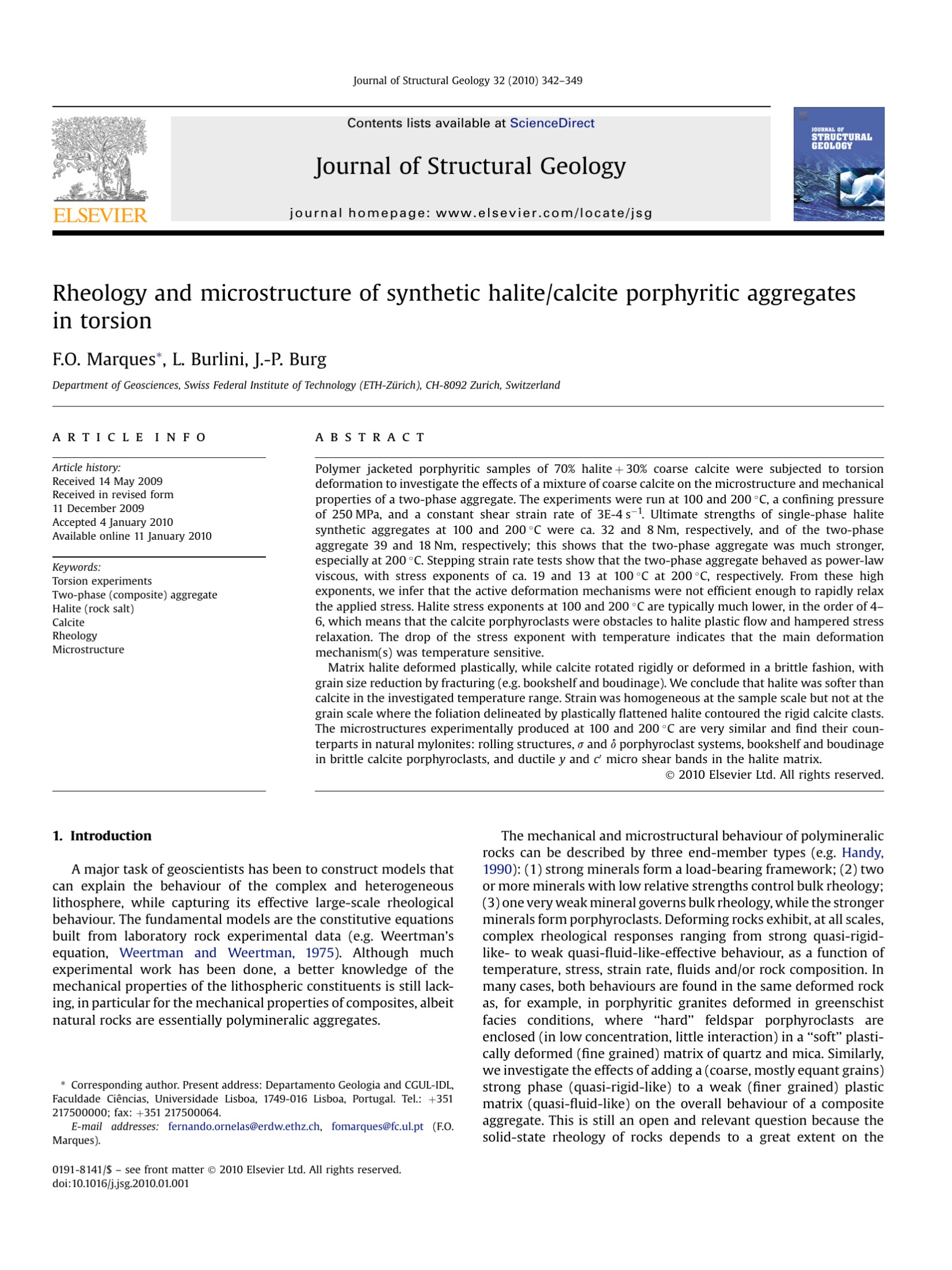 Rheology and microstructure of synthetic halite calcite porphyritic aggregates in torsion