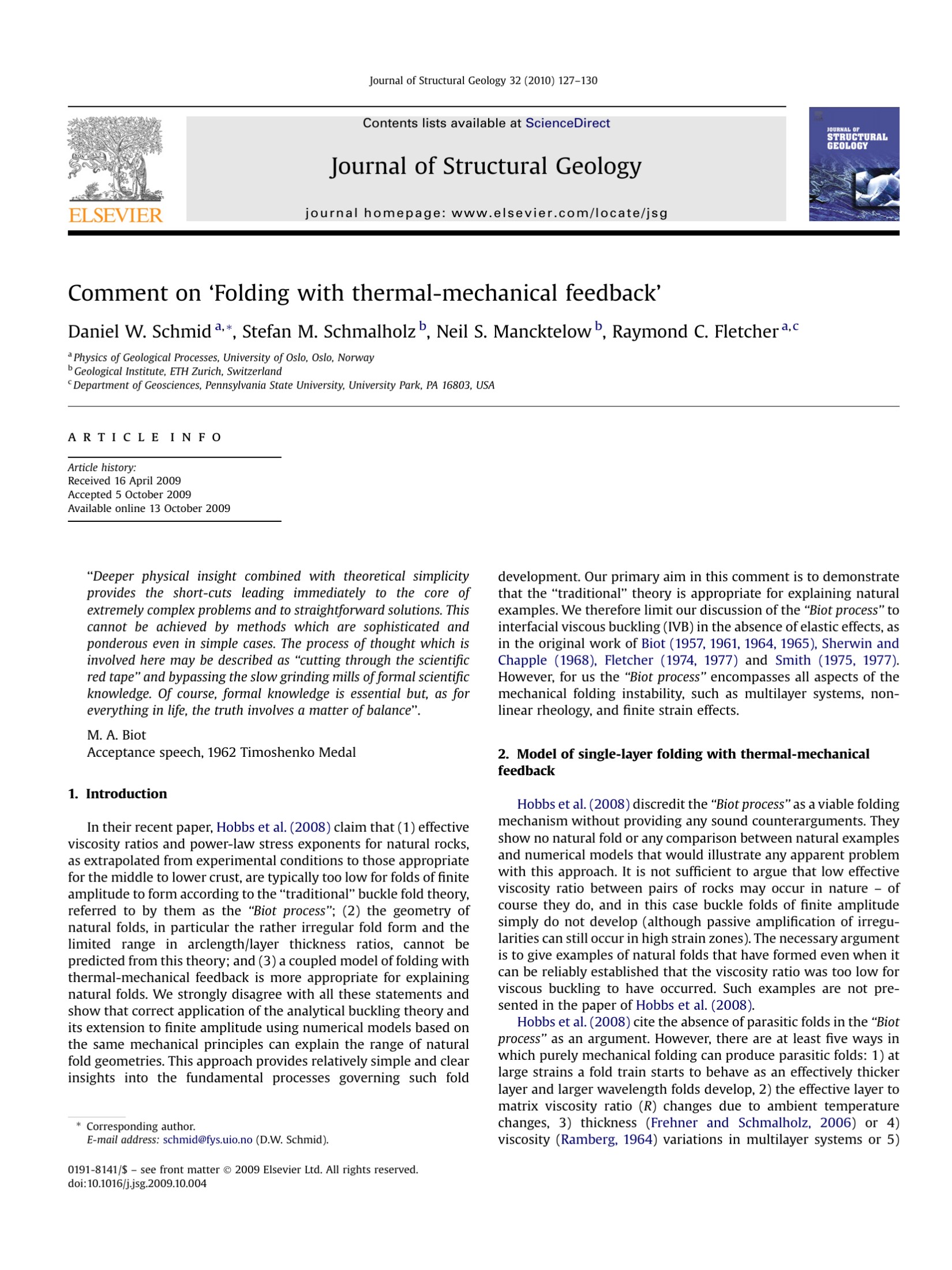 Comment on ‘Folding with thermal-mechanical feedback’