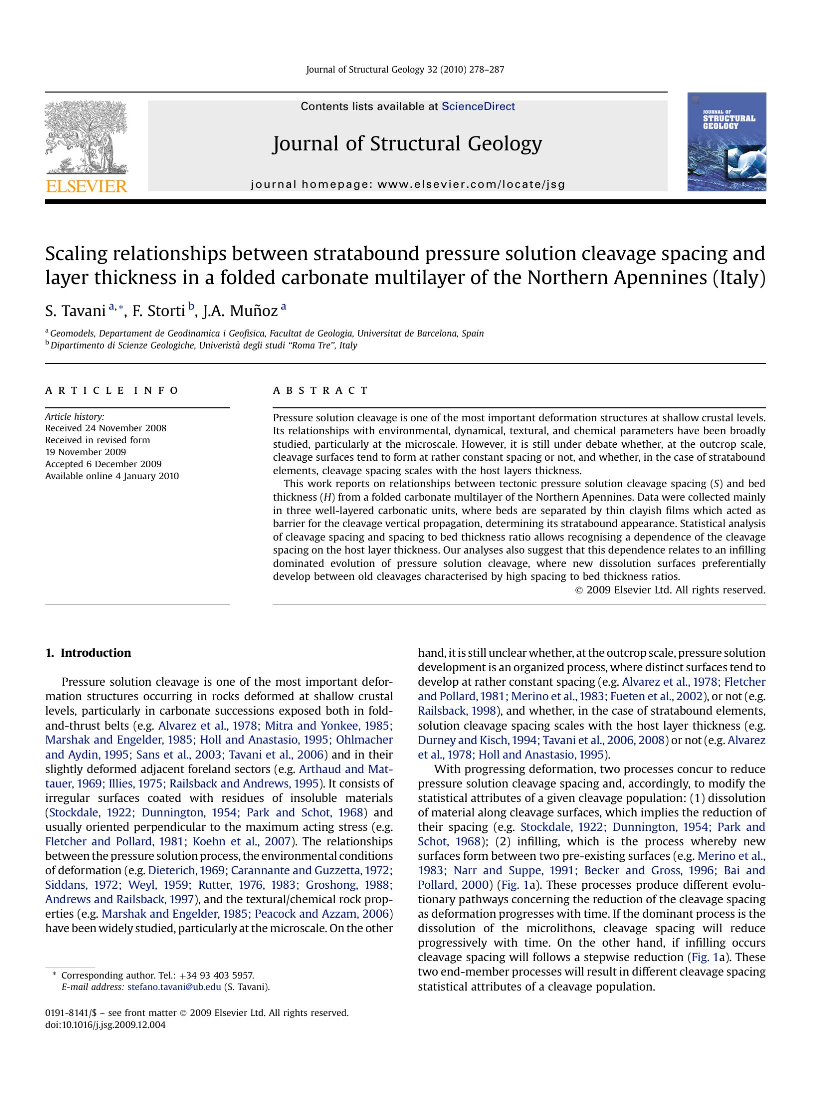 Scaling relationships between stratabound pressure solution cleavage spacing and layer thickness in a folded carbonate multilayer of the Northern Apennines (Italy)