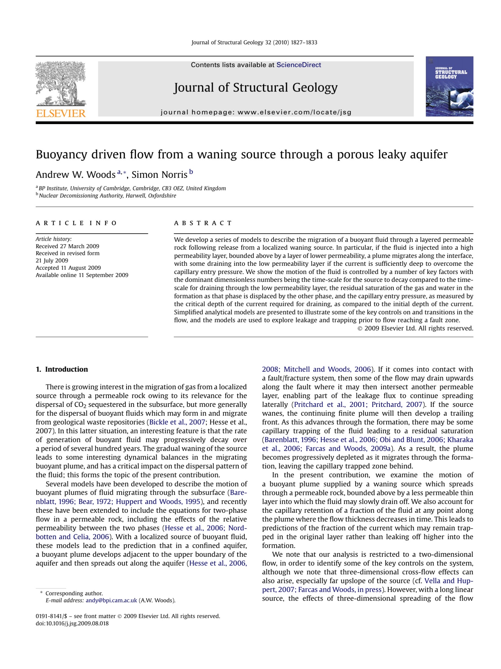 Buoyancy driven ?ow from a waning source through a porous leaky aquifer