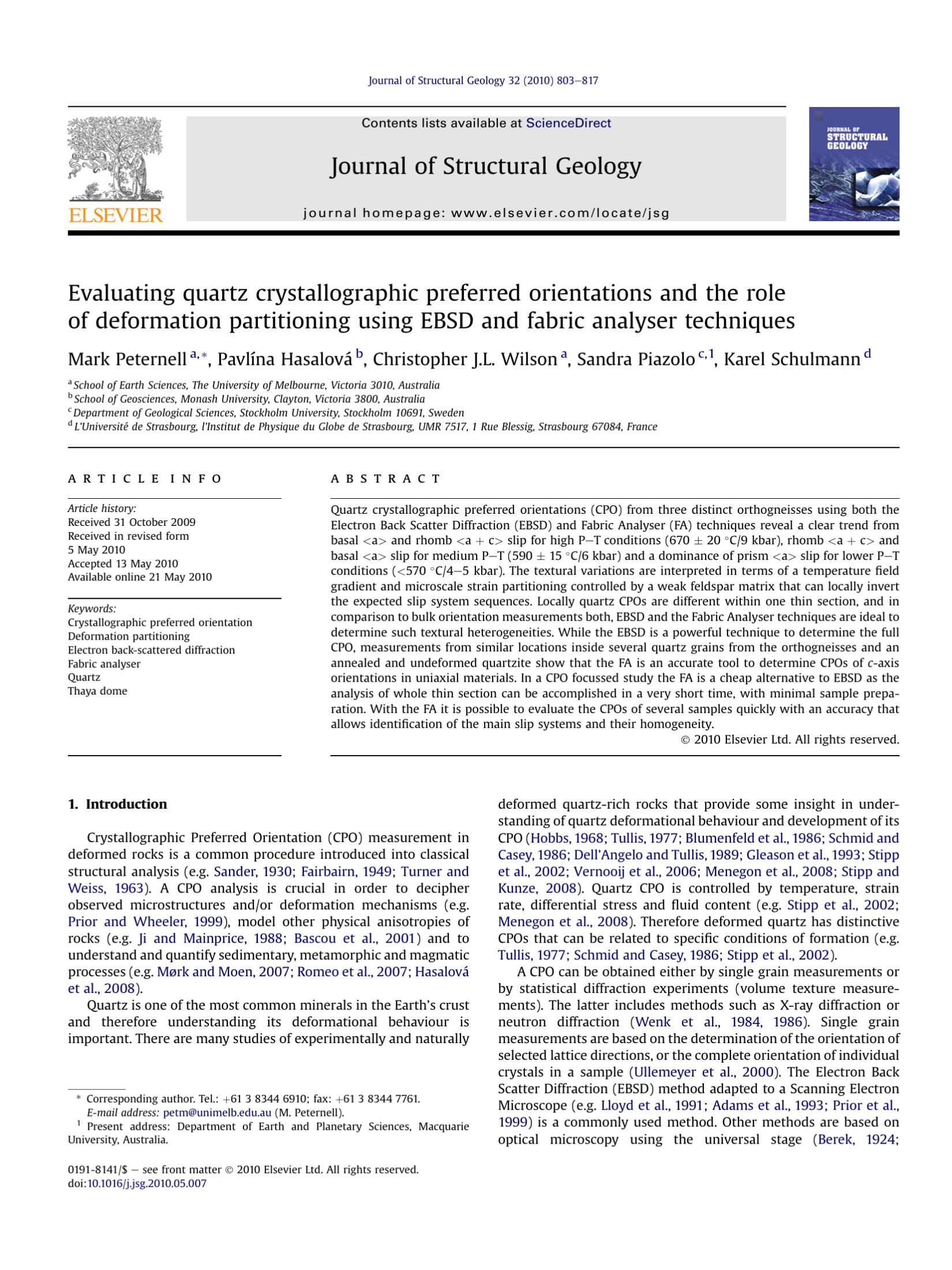 Evaluating quartz crystallographic preferred orientations and the role of deformation partitioning using EBSD and fabric analyser techniques