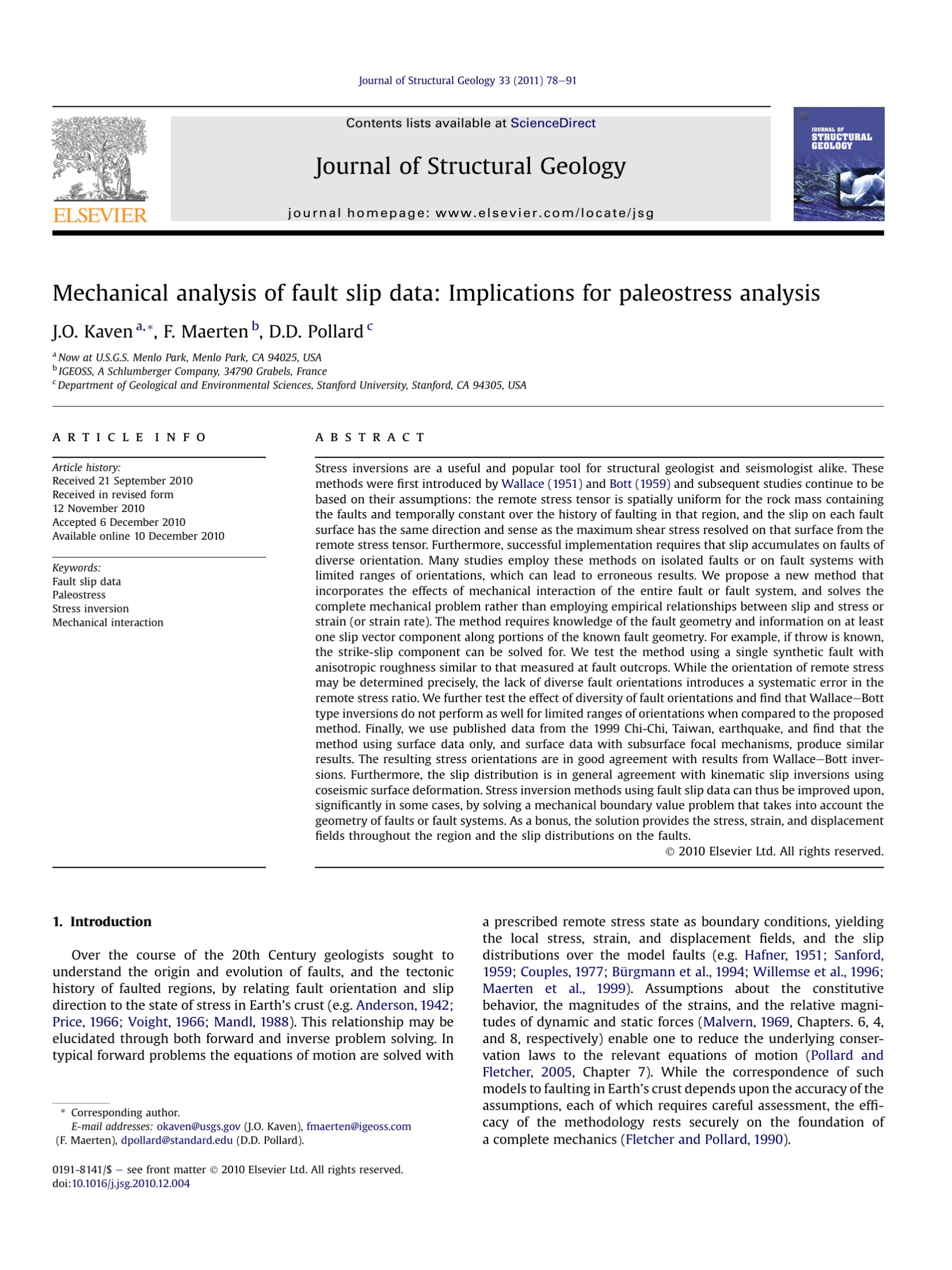 Mechanical analysis of fault slip data: Implications for paleostress analysis