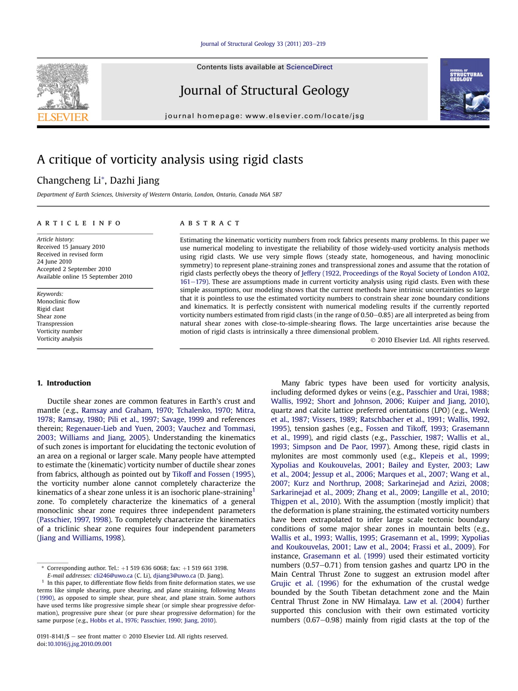 A critique of vorticity analysis using rigid clasts