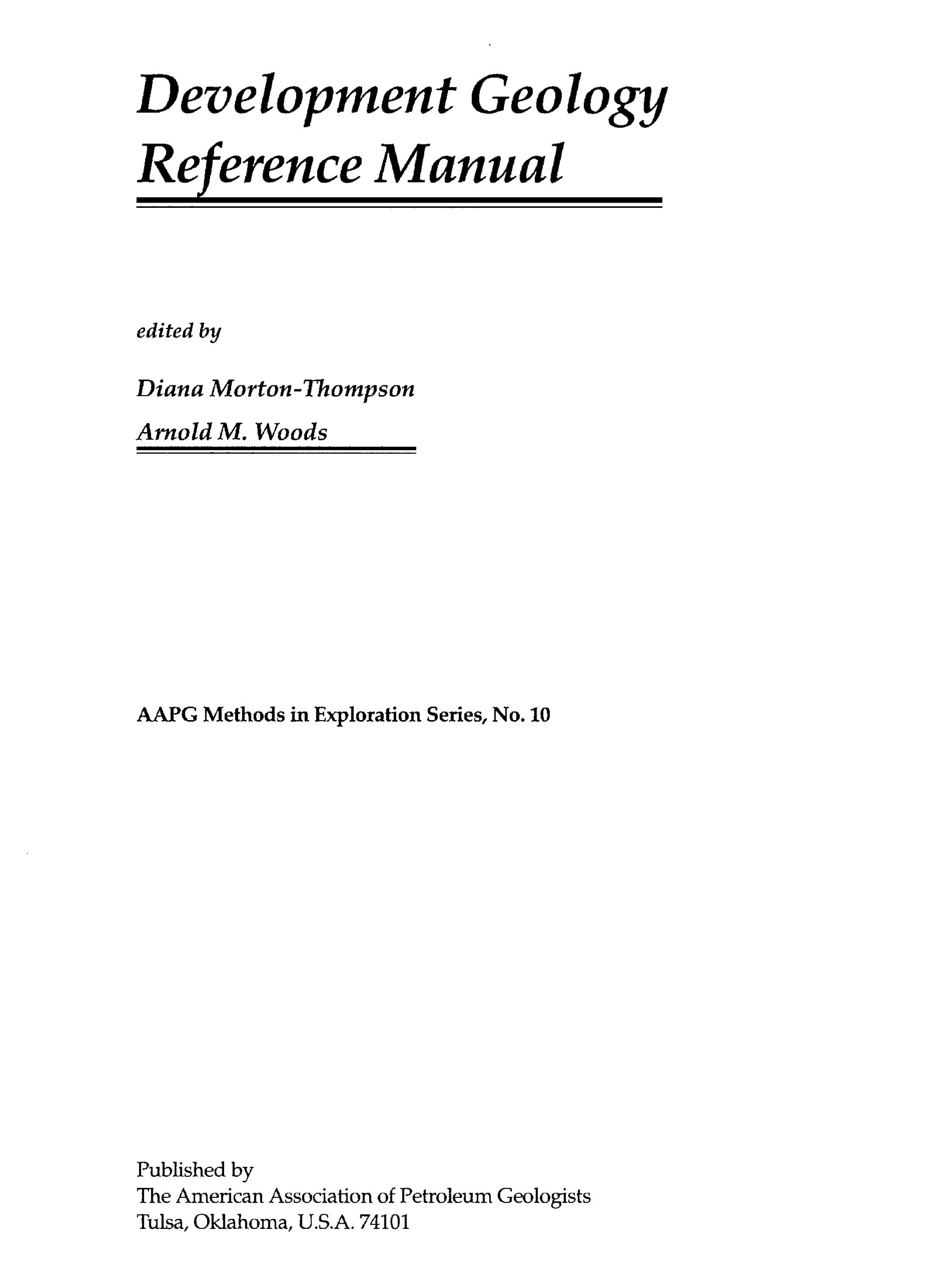 Development of Geology: A Reference Manual