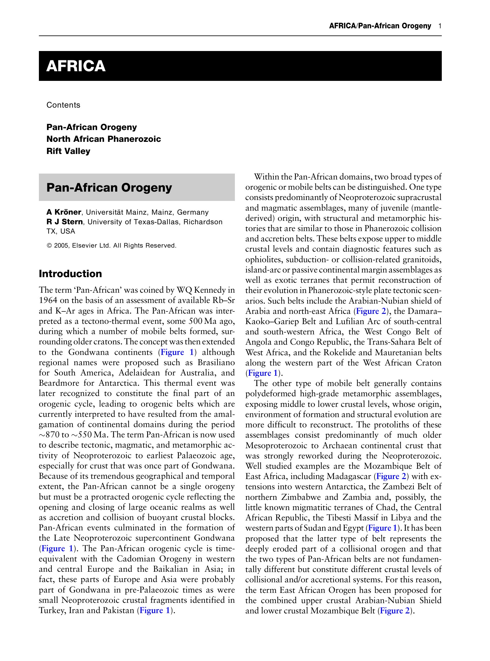 Pan-African Orogeny North African Phanerozoic Rift Valley