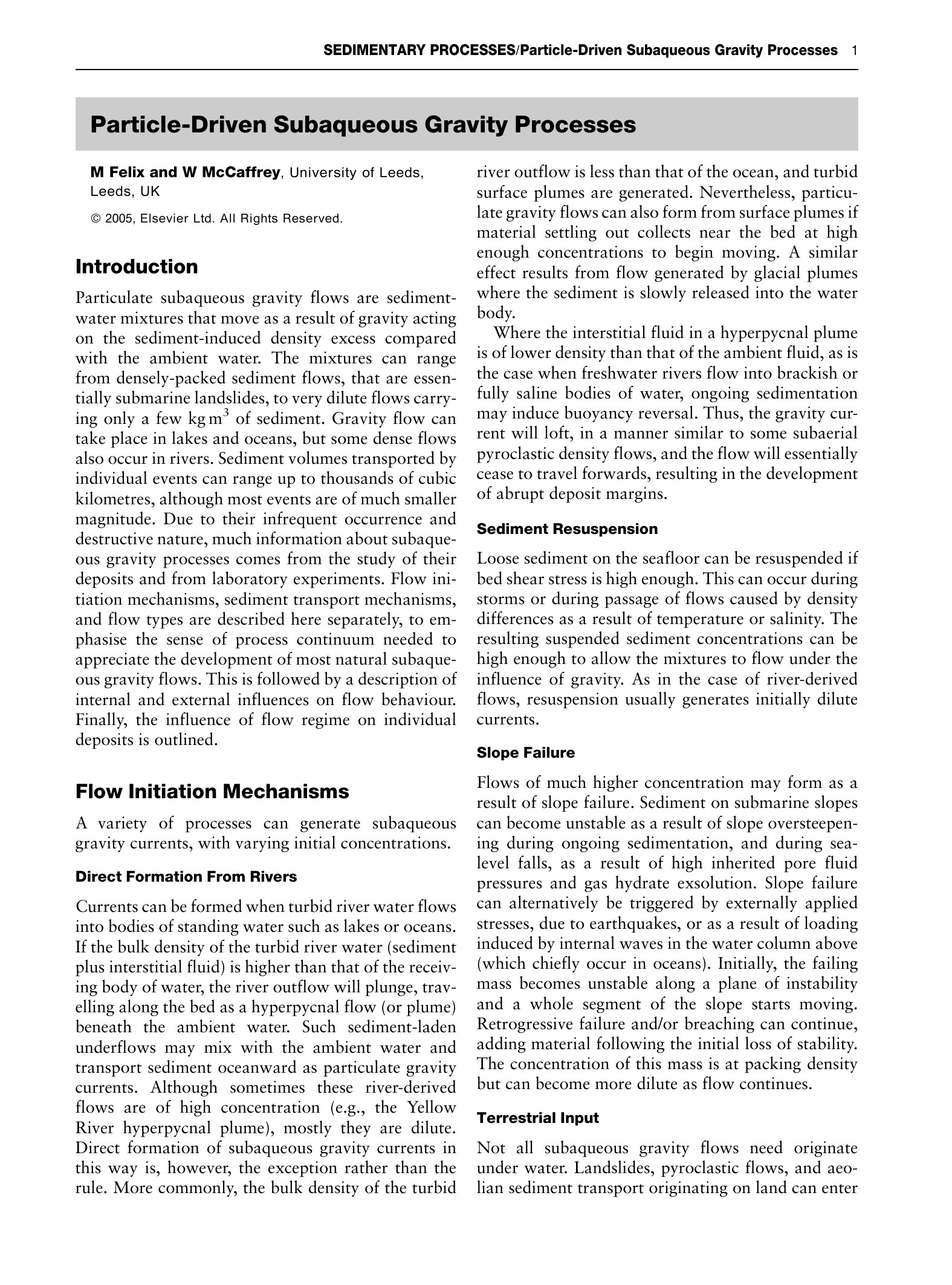 Sedimentary Processes: Particle-Driven Subaqueous Gravity Processes