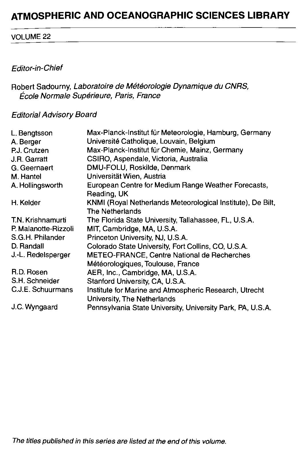 NONLINEAR PHYSICAL OCEANOGRAPHY: A Dynamical Systems Approach to the Large Scale Ocean Circulation and El Nino
