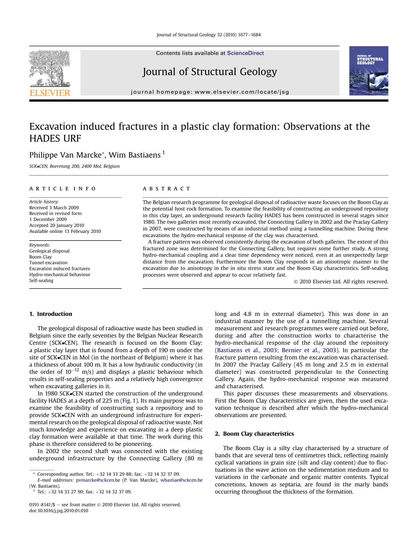 Excavation-induced fractures in a plastic clay formation: Observations at the HADES URF