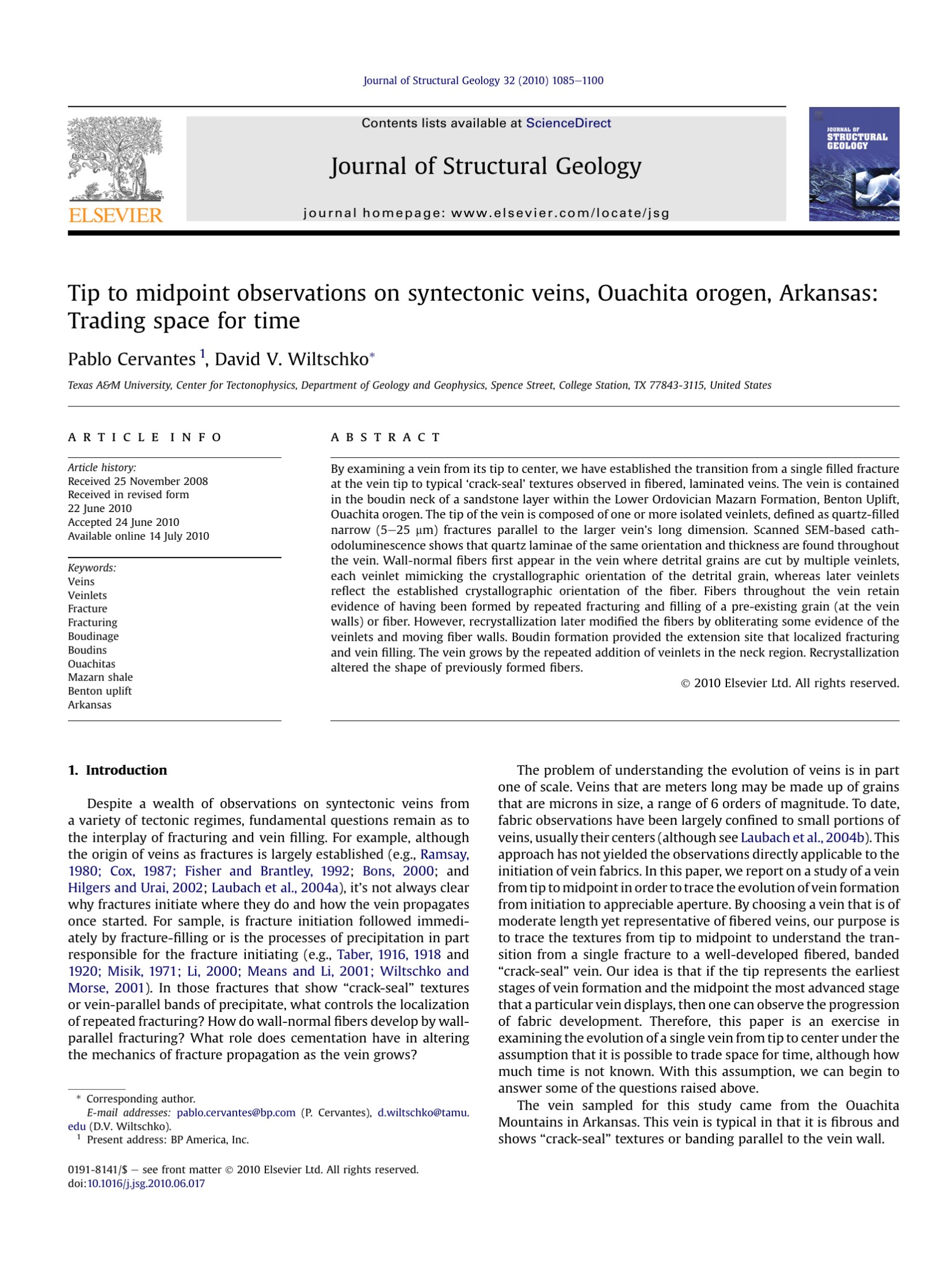 Tip to midpoint observations on syntectonic veins, Ouachita orogen, Arkansas: Trading space for time