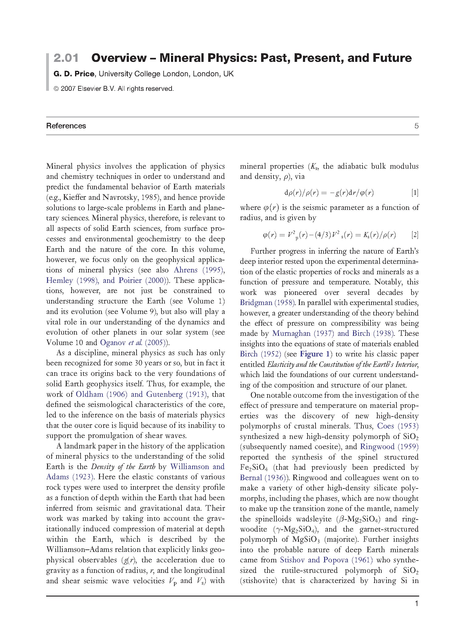 Overview - Mineral Physics: Past, Present, and Future