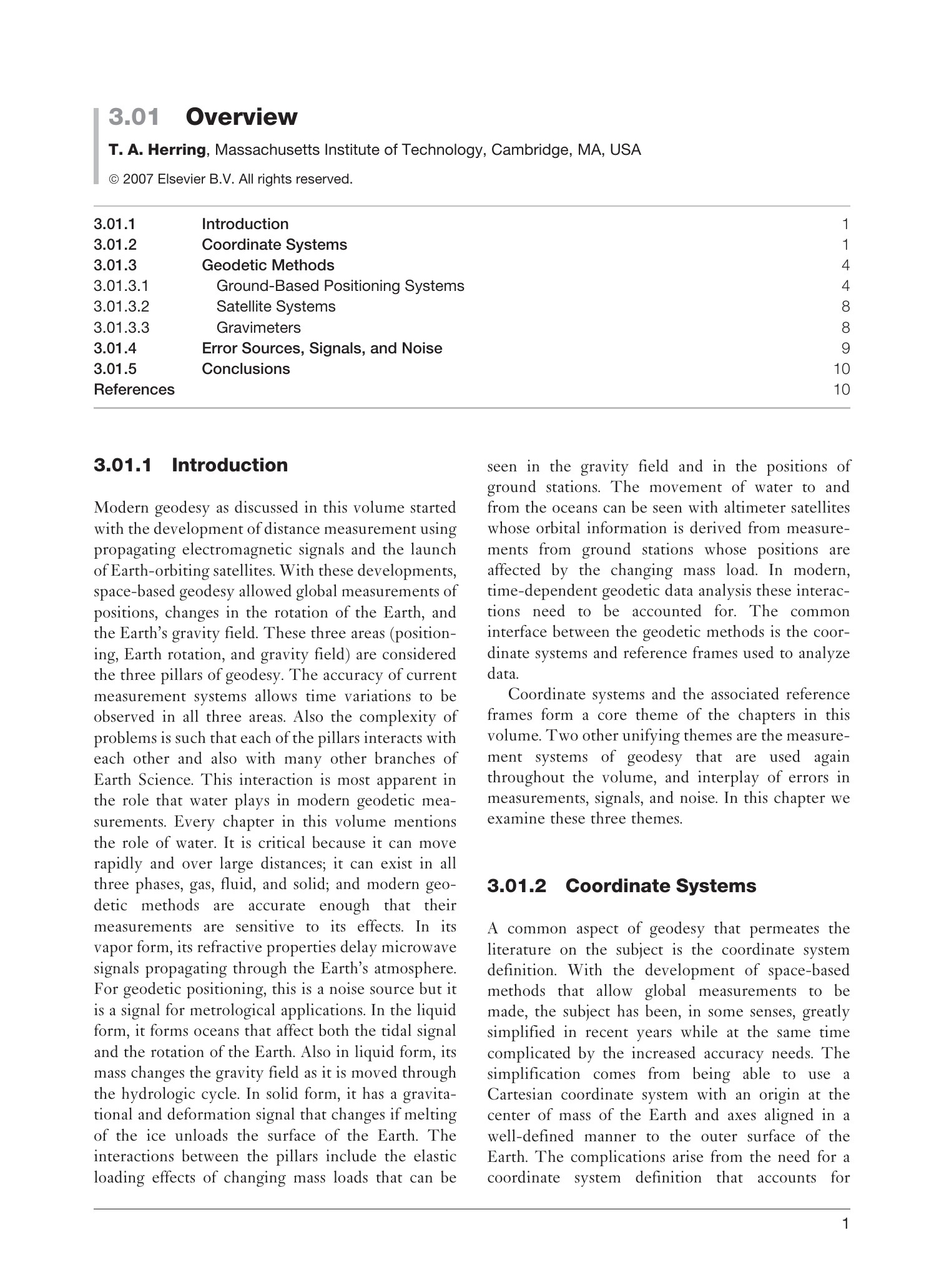 Overview of Modern Geodesy: Coordinate Systems and Reference Frames